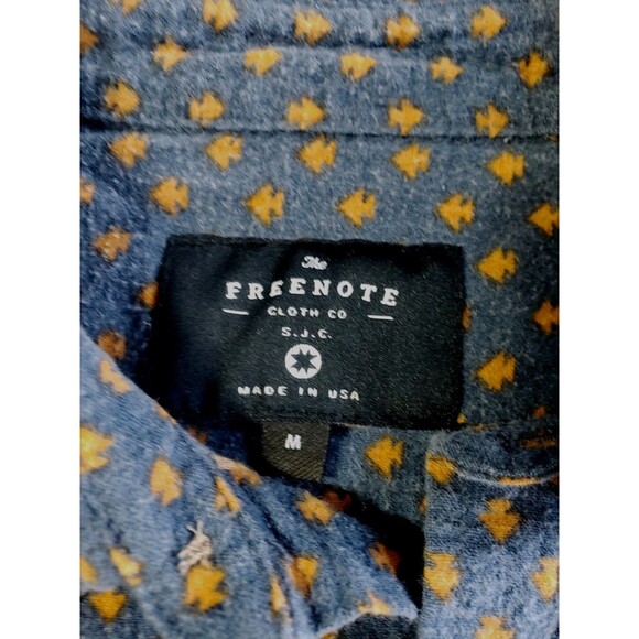 Freenote Cloth Double Pocket Arrow Flannel Blue Button Up Shirt Mens Medium - Picture 10 of 15